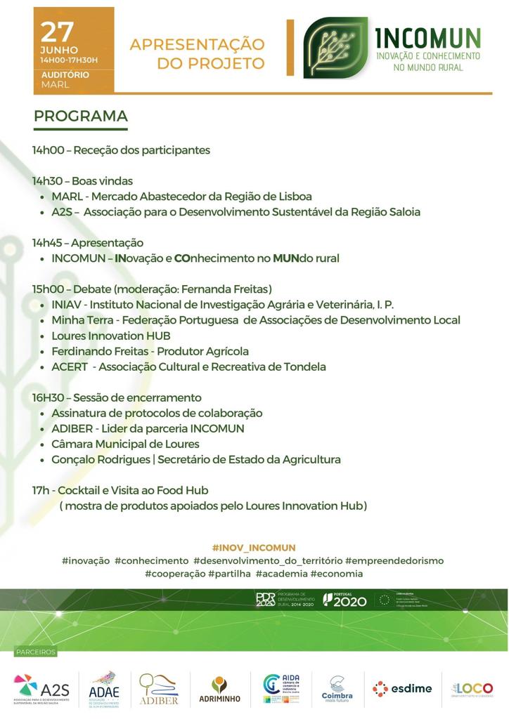 programa apresentação do projeto cooperação INCOMUN